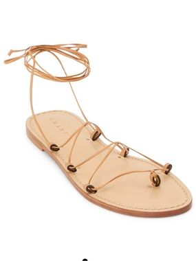 Amanu Style 10 / Nude Leather Strappy Ankle-Tie Leather Sandal in Tan